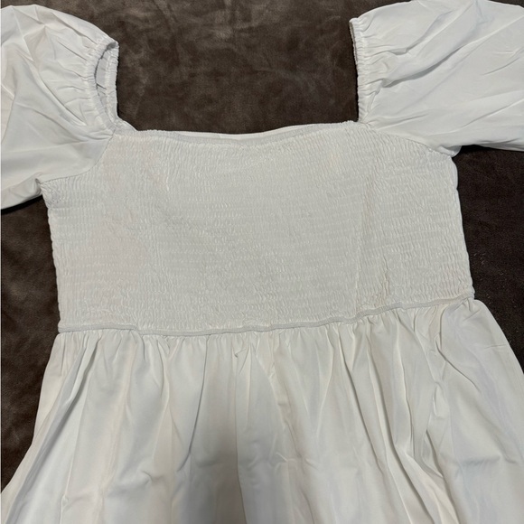 White Puff Sleeve Mini Dress - Picture 3 of 4